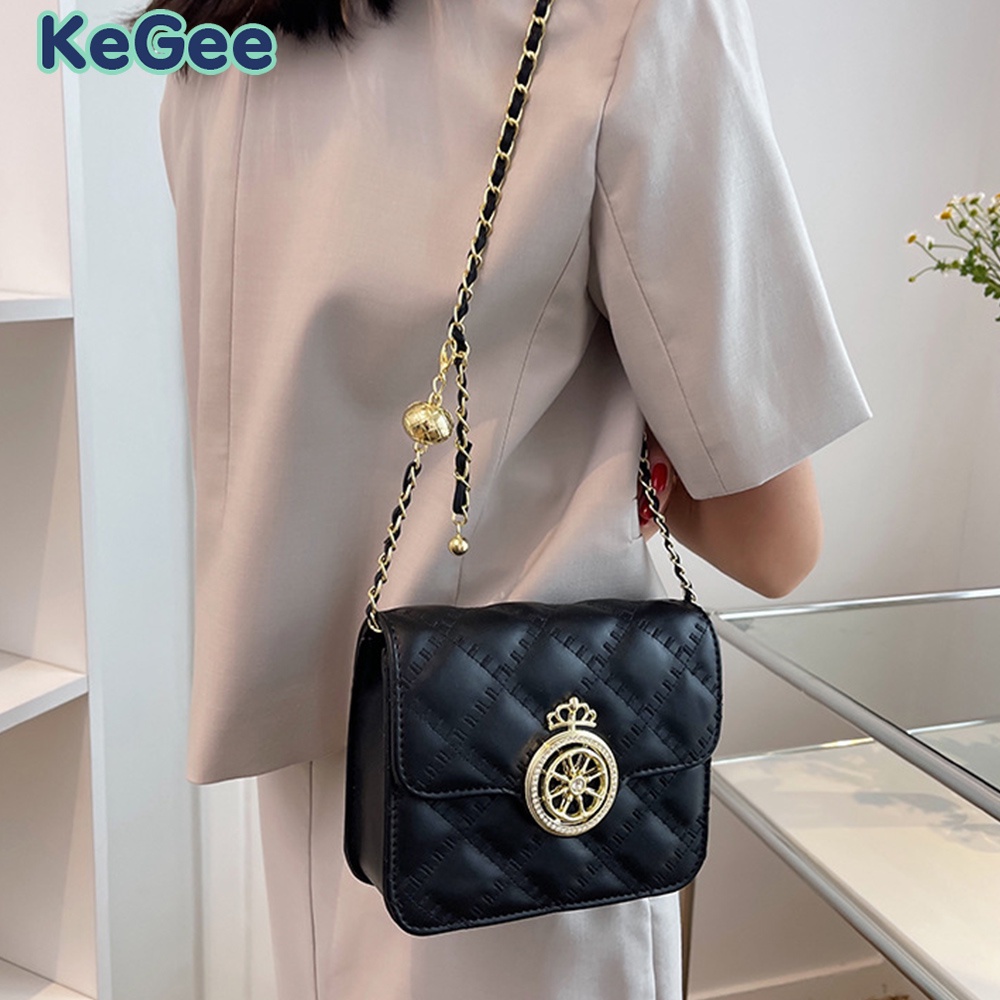 Túi Đeo Chéo Da PU Dây Xích Cao Cấp Thiết Kế Mới Cho Nữ