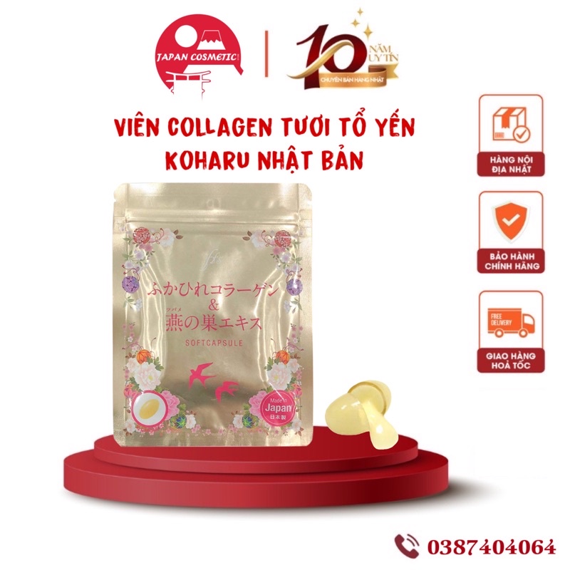 Viên Koharu Collagen tươi chiết xuất tổ yến Nhật Bản Pasode 30 viên - Collagen yến tươi Nhật Bản