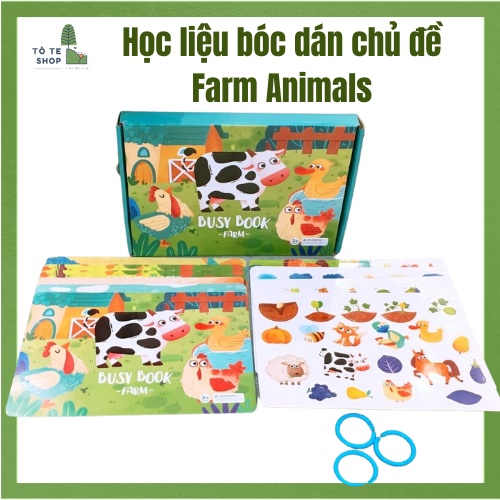 Học liệu bóc dán tiếng Anh chủ đề Farm, Busy Book sách bóc dán chủ đề nông trại, con vật, thời tiết, số và chữ cái,..