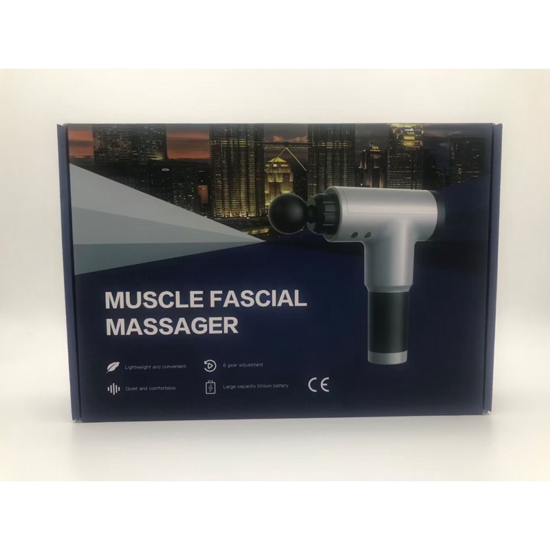 Súng massage fascial gun 4 đầu 6 chế độ, giảm căng cơ trị nhức mỏi vai gáy