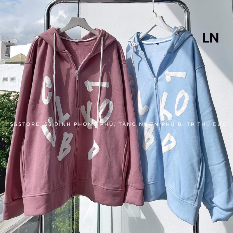 Áo khoá nỉ cotton chữ cái LN12