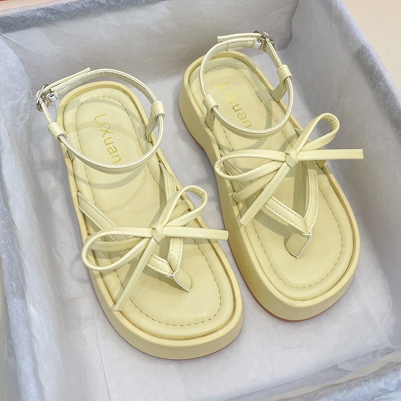 Dép Sandal Ulzzang LOẠI 1 - Giày tiểu thư quai hậu buộc nơ đế cao chuẩn hàng quảng châu