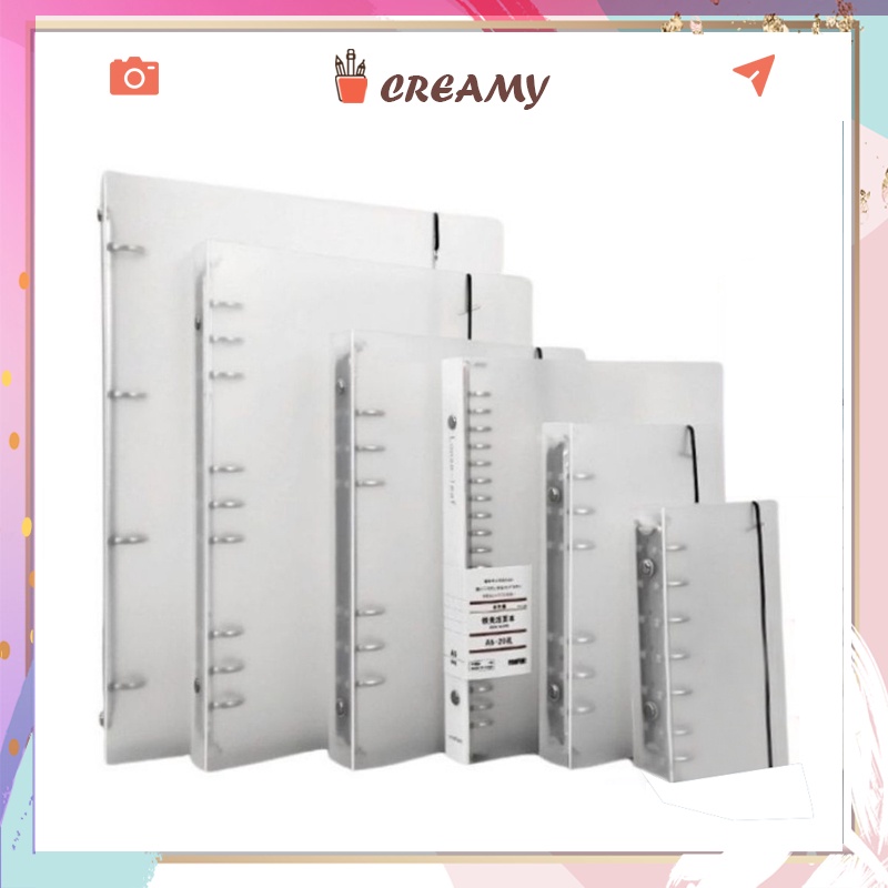 [Mã LIFEBOOK2 giảm 10% đơn 0Đ] Bìa sổ còng A4 A5 B5 20 26 30 còng làm sổ planner bullet journal CREAMY BRC122