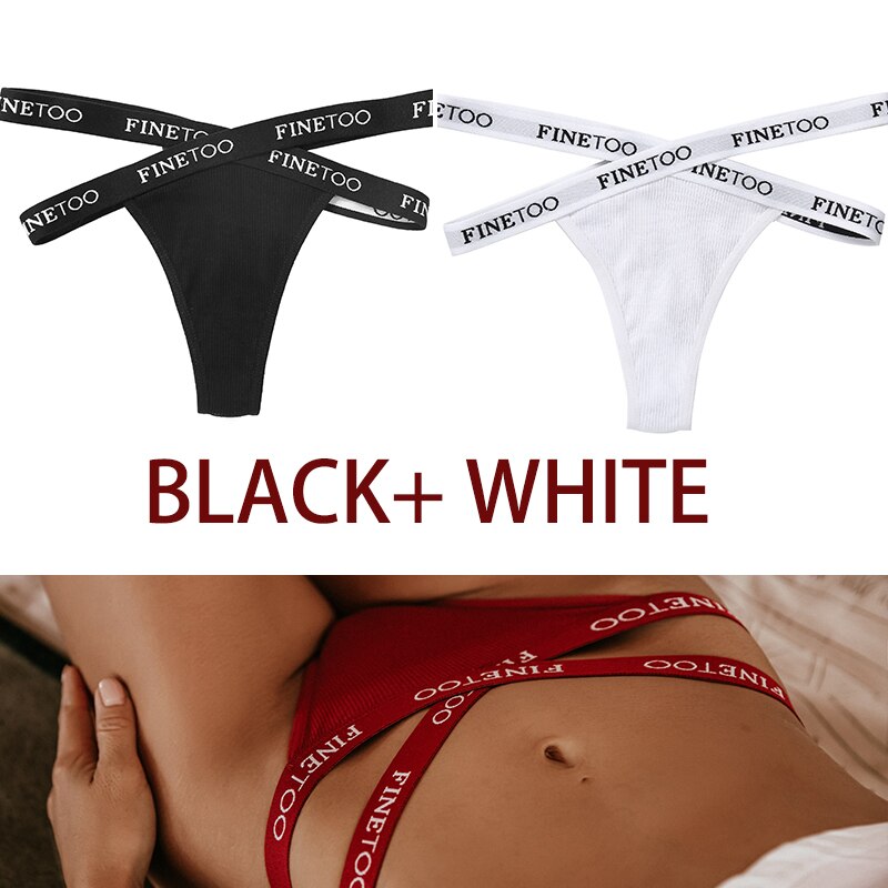 Set 2 Quần Lót FINETOO D005 Bằng Cotton Lọt Khe Phong Cách Gợi Cảm Thoải Mái Cho Nữ