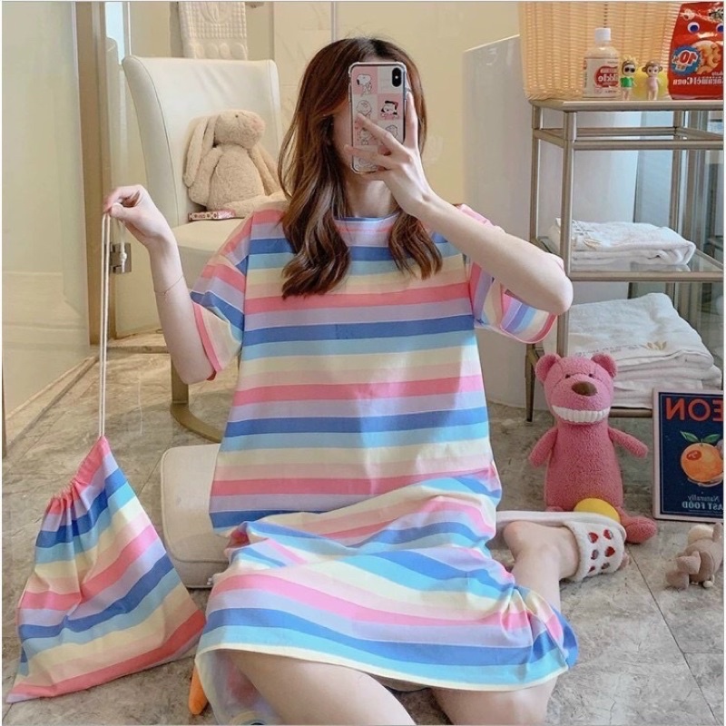 váy ngủ ❤️FREESHIP❤️ Váy ngủ , đầm ngủ dáng suông chất cotton hoạ tiết hoạt hình dễ thương