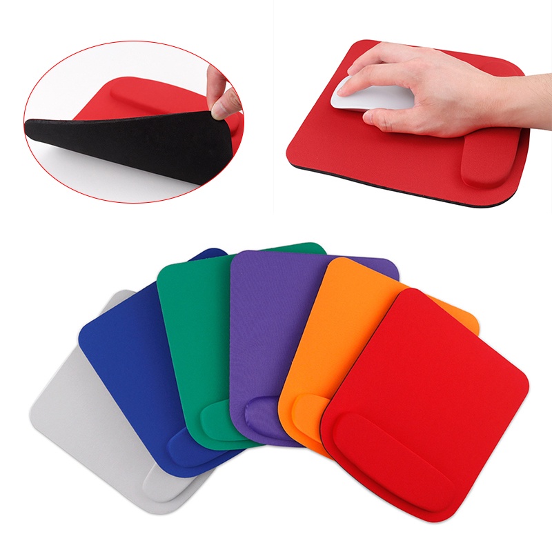 Đệm Lót Chuột Bằng Cao Su Non Gel Xốp EVA Màu Trơn Chống Trượt Chống Nước Có Đệm Kê Cổ Tay Cho Máy Tính / Laptop