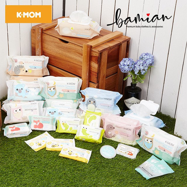 Khăn giấy ướt vân nổi cao cấp K-MOM Hàn Quốc an toàn cho bé 100 tờ