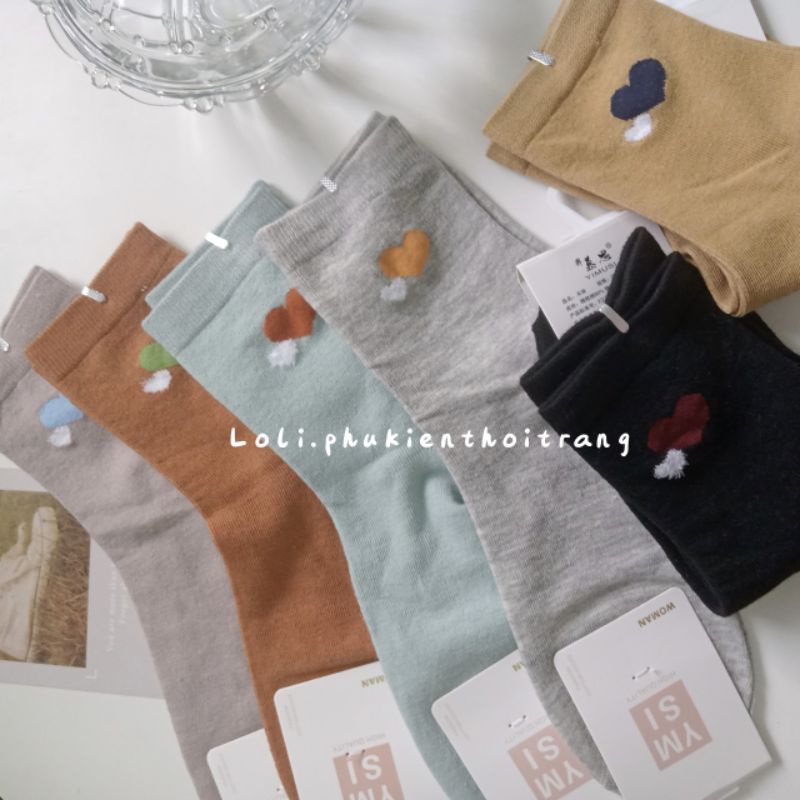 Tất Vớ Nữ Cổ Cao In Hình Dễ Thương Phong Cách Hàn Quốc Cho Nữ (TN016)