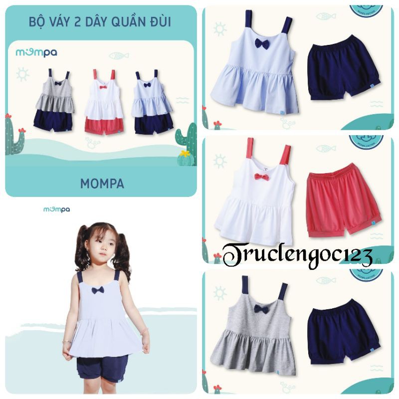 (Mompa)Bộ váy 2 dây quần đùi ( từ 1 đến 5 tuổi )