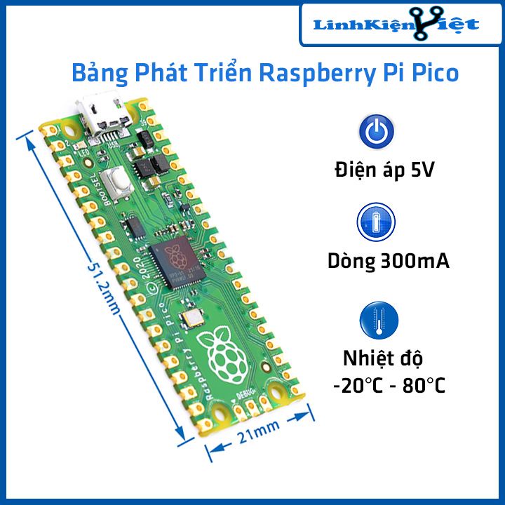Bảng phát triển Raspberry Pi Pico Raspberry Pi PICO lõi kép RP2040 hỗ trợ Micro Python