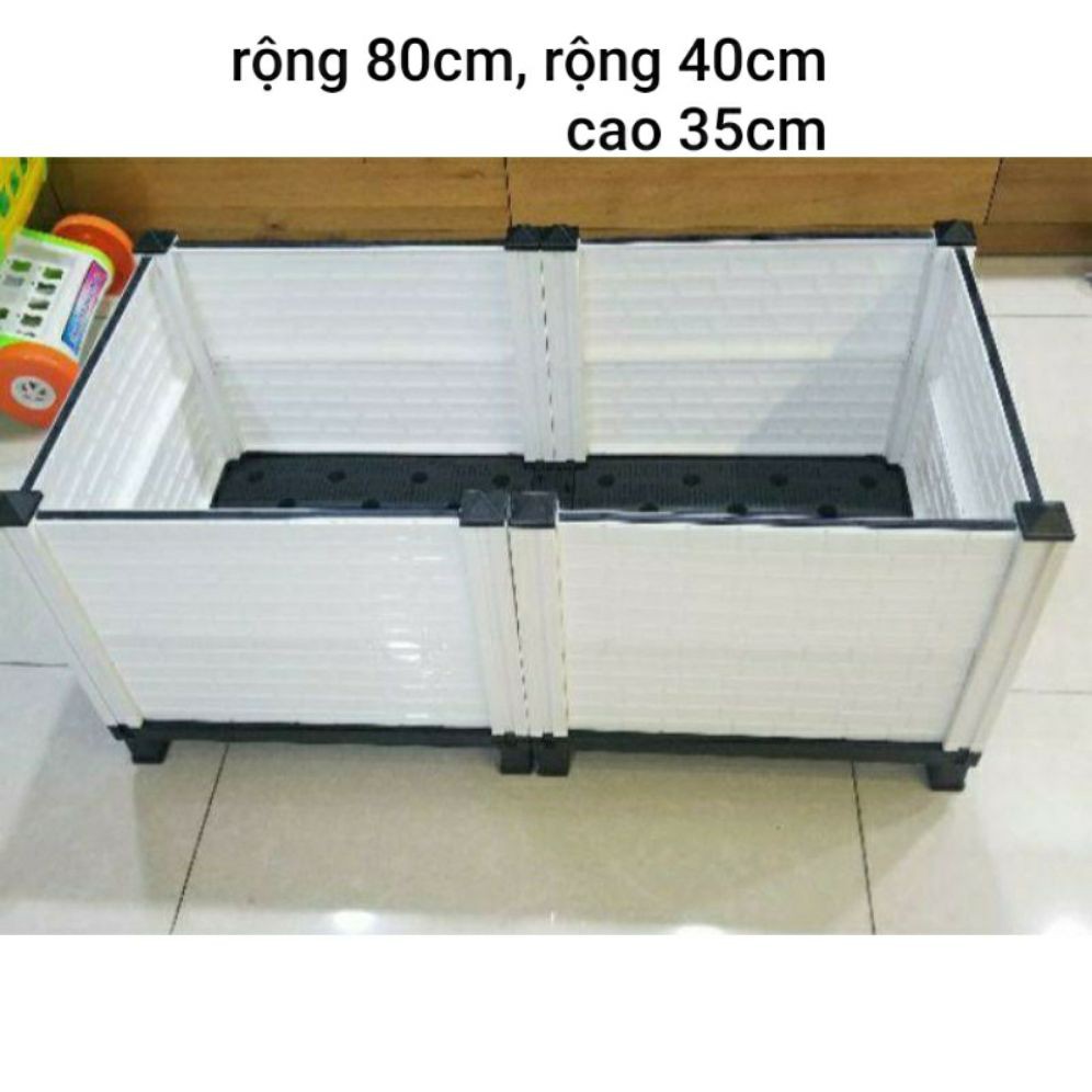 Chậu nhựa lắp ghép, lắp ráp thông minh 2 tầng trồng rau sạch (80x40x35cm)