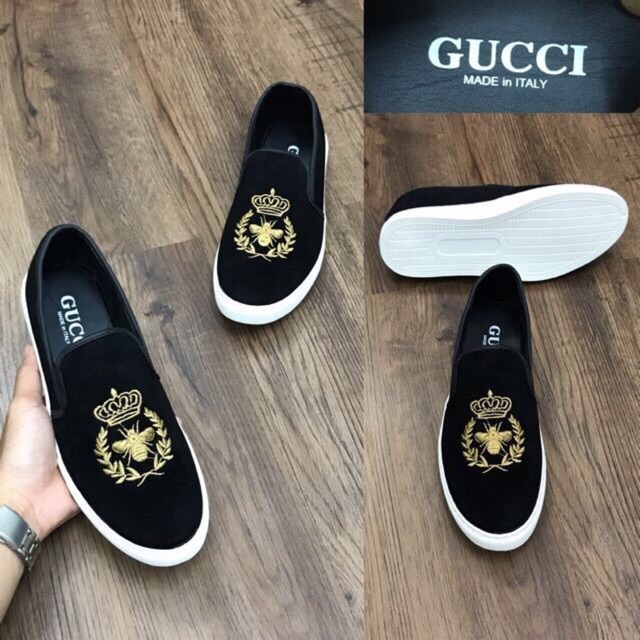 Giầy lười nam🤩FreeShip đơn 250k💥 Giầy lười nỉ nam, giầy lười nam Ong Thêu bản to