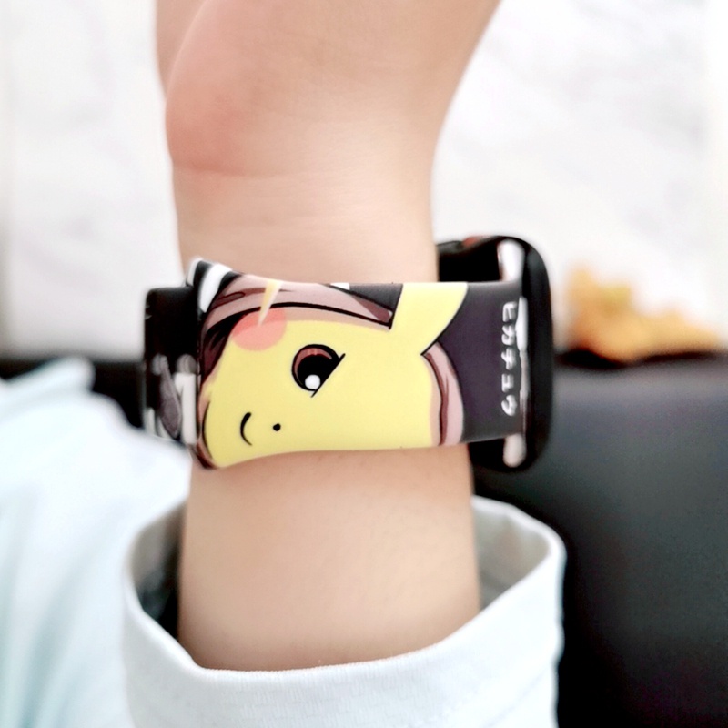 Dây Đeo Đồng Hồ Thể Thao Bằng Cao Su silicone Hình Pikachu Cho apple watch Series 7 6 SE 5 4 3 2 44mm 40mm 45mm 41mm