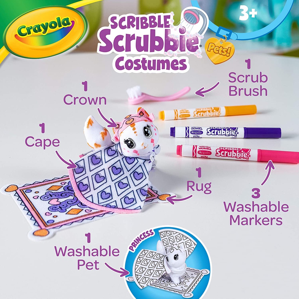 Đồ Chơi Trang Trí Thú Cưng bộ trang phục Công chúa Crayola Scribble Scrubbie Princess Playset