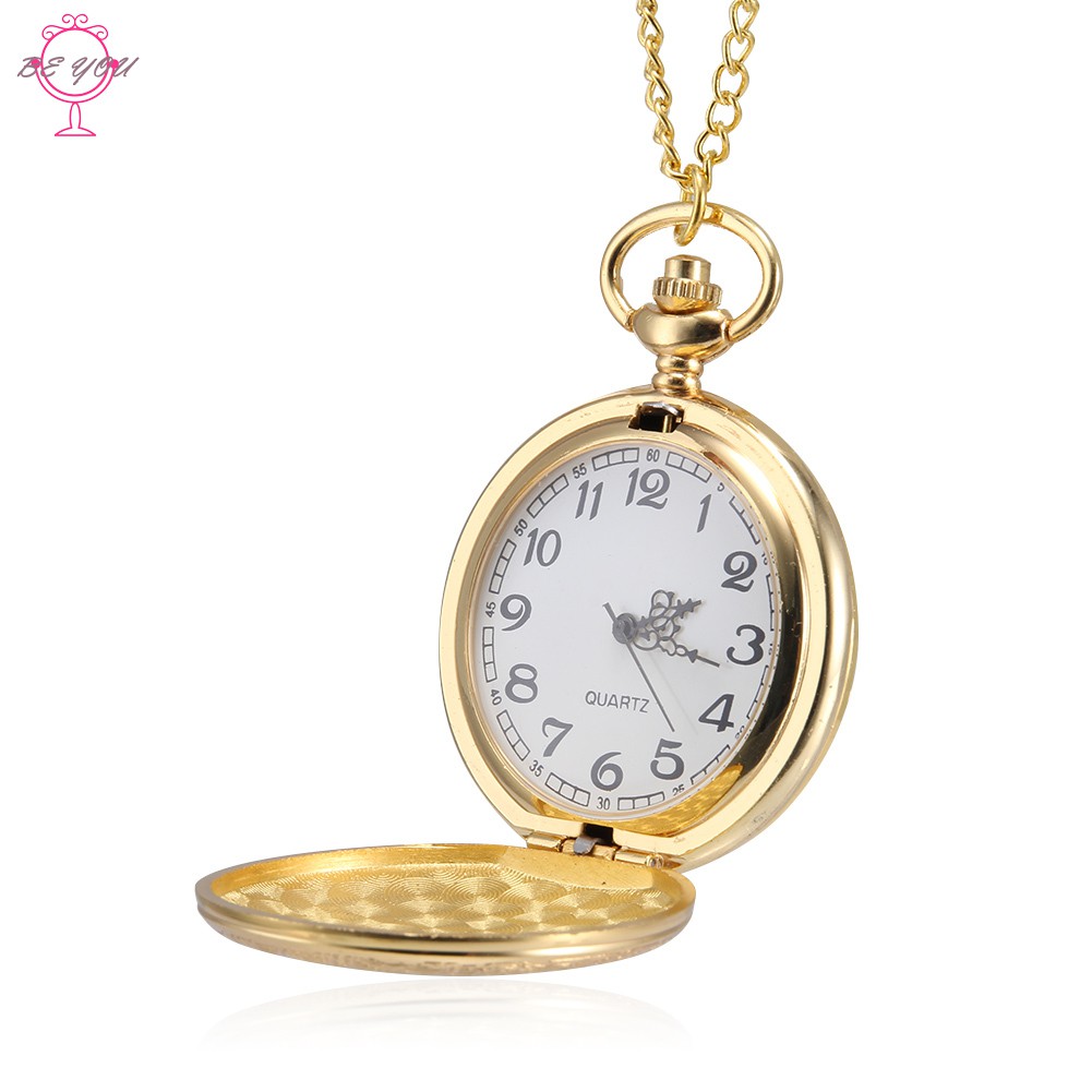 Đồng hồ quả quýt chạm khắc màu vàng sang trọng cho nam nữ