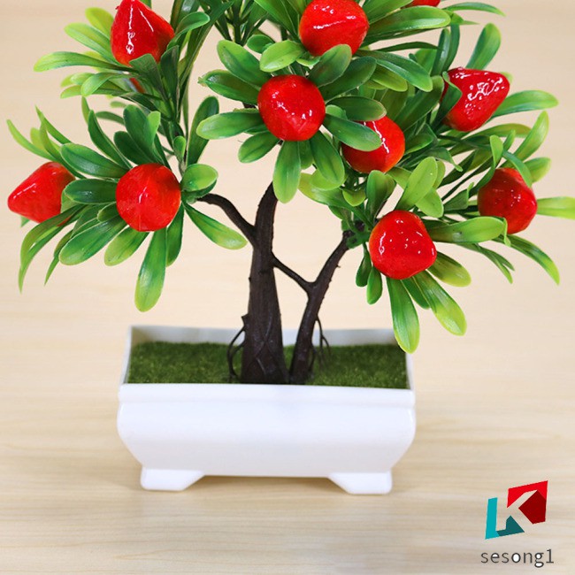 Nhân tạo hoa giả cây cảnh trang trí phòng khách trang trí bàn trang trí cây mini Ý phong phú trái cây cam trang trí cây táo
