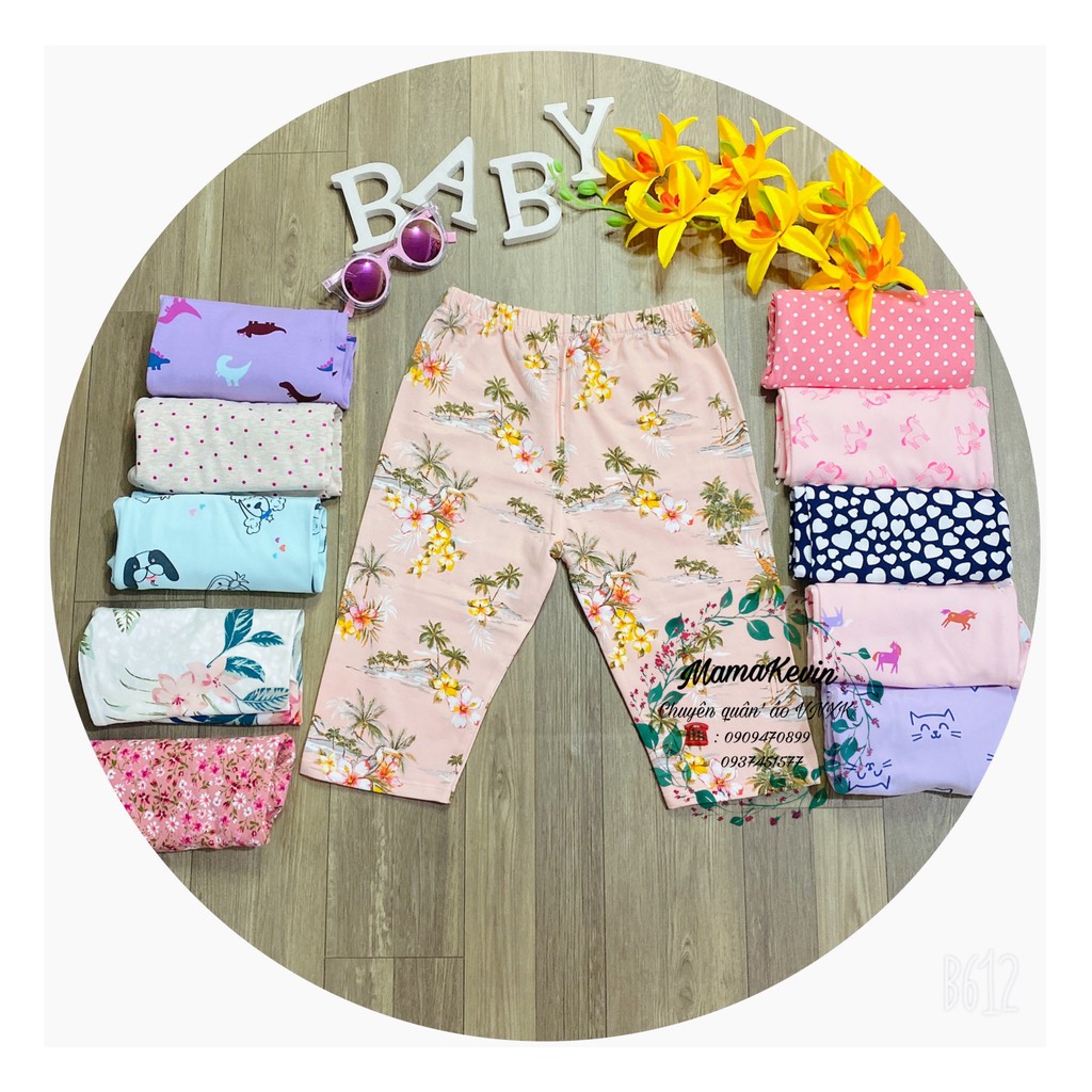 HOT [HOT SALE] Quần legging lửng bé gái combo 5c co giãn hàng xuất dư chuẩn xịn 9-40kg BÉ XINH