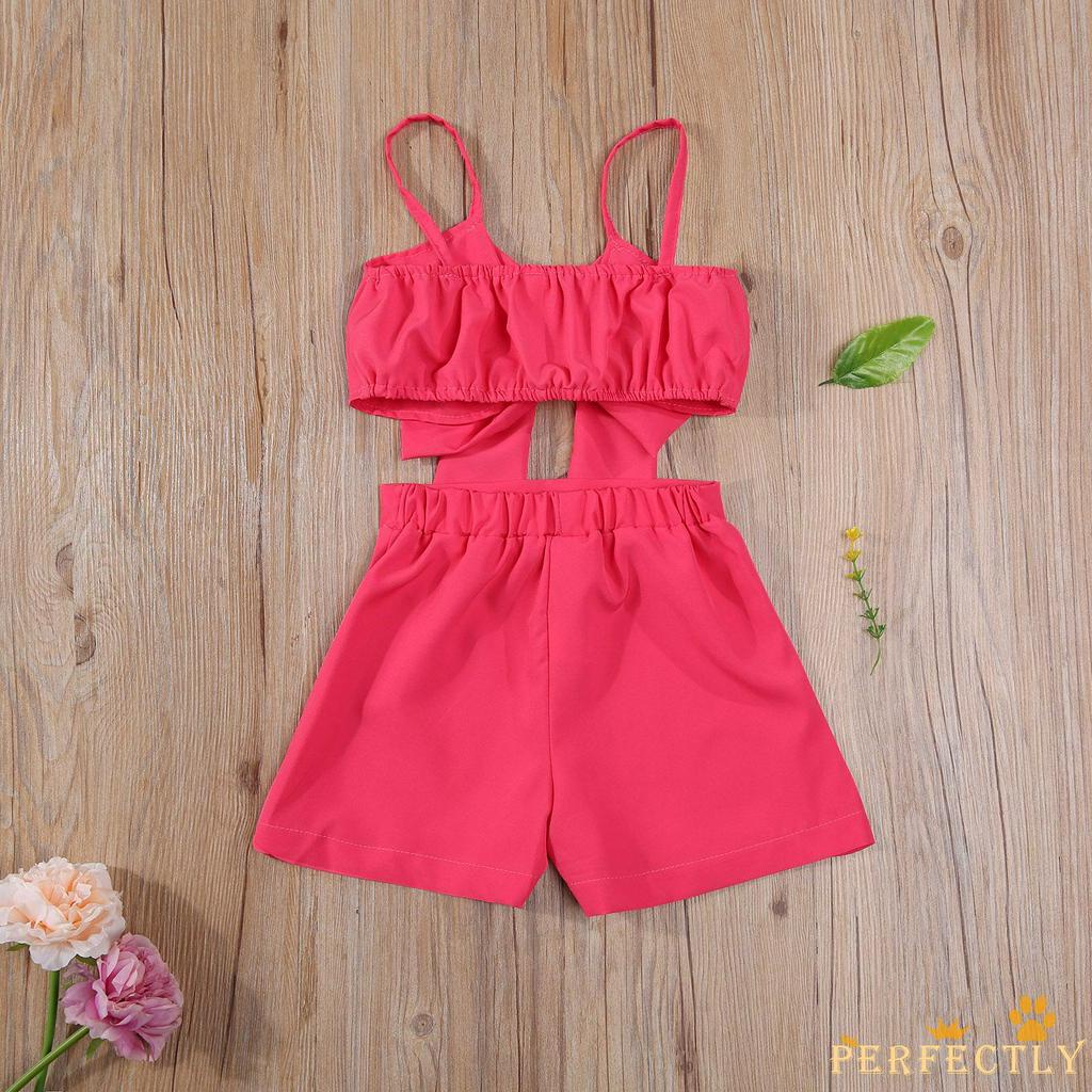 Set Áo Sát Nách Phối Nơ + Quần Short Lưng Thun Cho Bé Gái Tập Đi, Thời Trang Mùa Hè