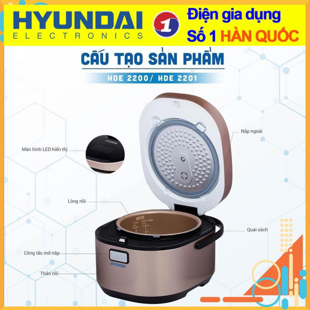 Nồi Cơm Điện Cao Tần  Hyundai Hàn Quốc 1300W HDE2200 1.5L - HDE2201 1.8L Công Nghệ Nấu 4D Whitford