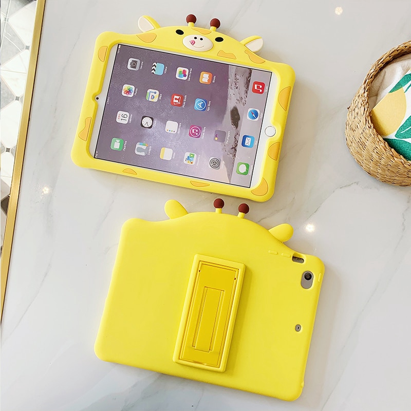 ốp iPad 9.7 2017 2018 Cartoon silicone stand case cover ipadair air 2 ipad3 4 cute Deer holder protector