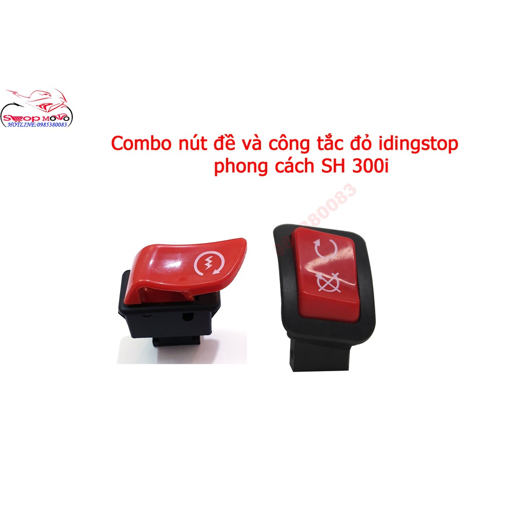 💥COMBO💥Công tắc idling stop + Nút đề màu đỏ giống xe SH300i gắn được cho SH, AB,LEAD,VARIO,CLICK,VISION,WINNER....