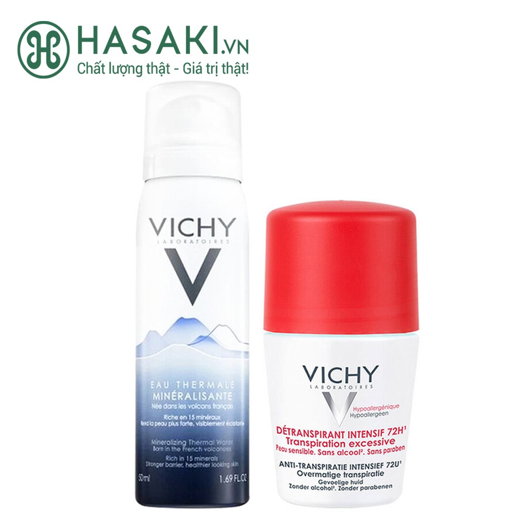 Combo Vichy Lăn Khử Mùi 50ml + Xịt Khoáng Dưỡng Da 50ml