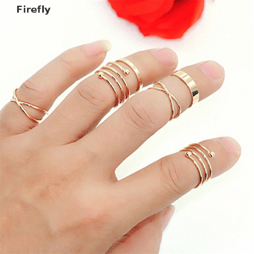 Set 6 Nhẫn Hợp Kim Thiết Kế Độc Đáo Thời Trang