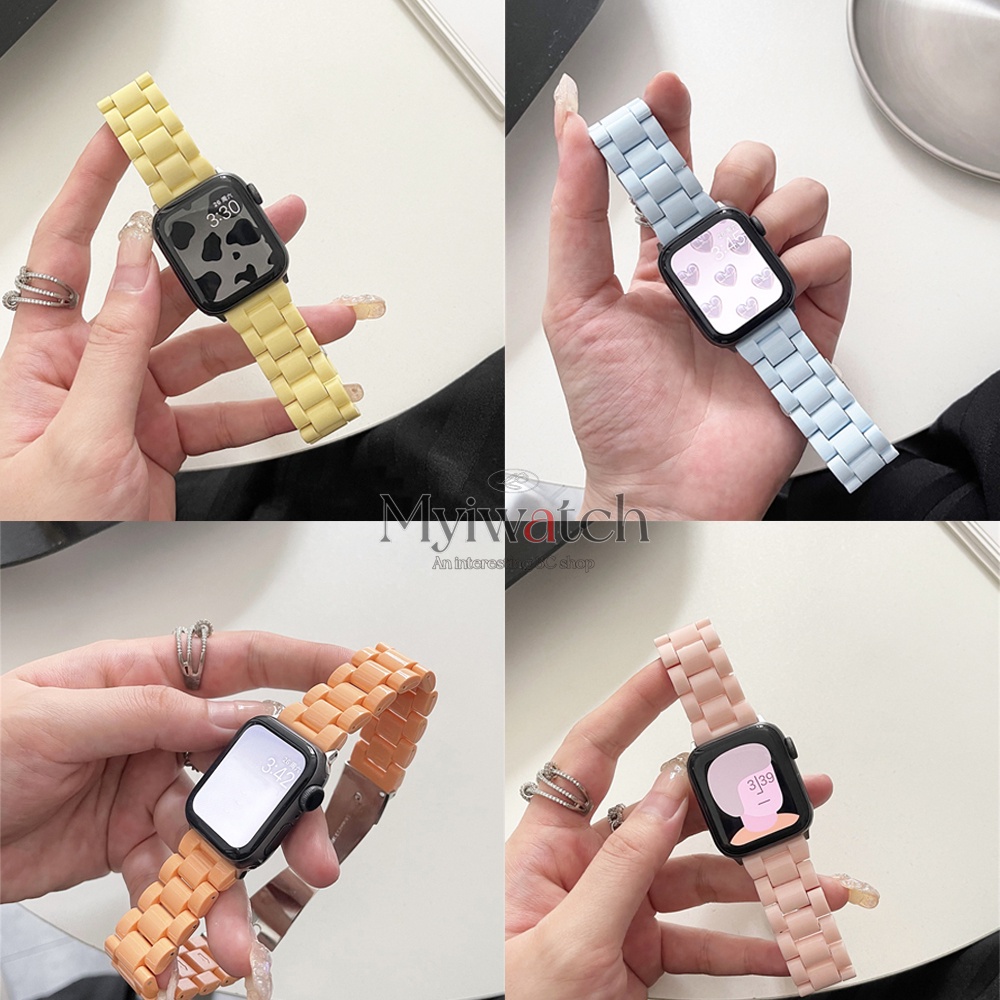 Dây Đeo Thay Thế Bằng Nhựa Màu Macaron Cho iwatch serise 8 7 6 5 4 SE 3 2 1 41mm 45mm 38mm 42mm 44mm 40mm