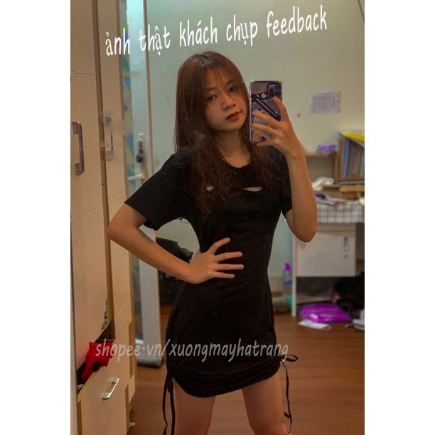 Váy body khoét ngực dây rút hông quyến rũ