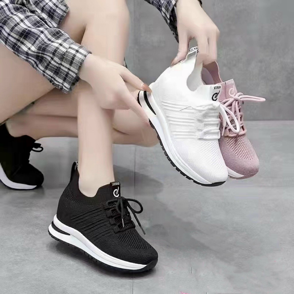 Giày Thể Thao Đế Độn Cao 7 Phân (SẴN SIZE 39,40) Giày Thể Thao Quai Thun Nhập Khẩu Cao Cấp 5603