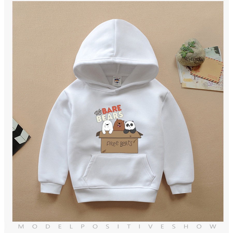 Áo hoodie we bare bears chúng tôi đơn giản là gấu màu trắng cho bé trai bé gái