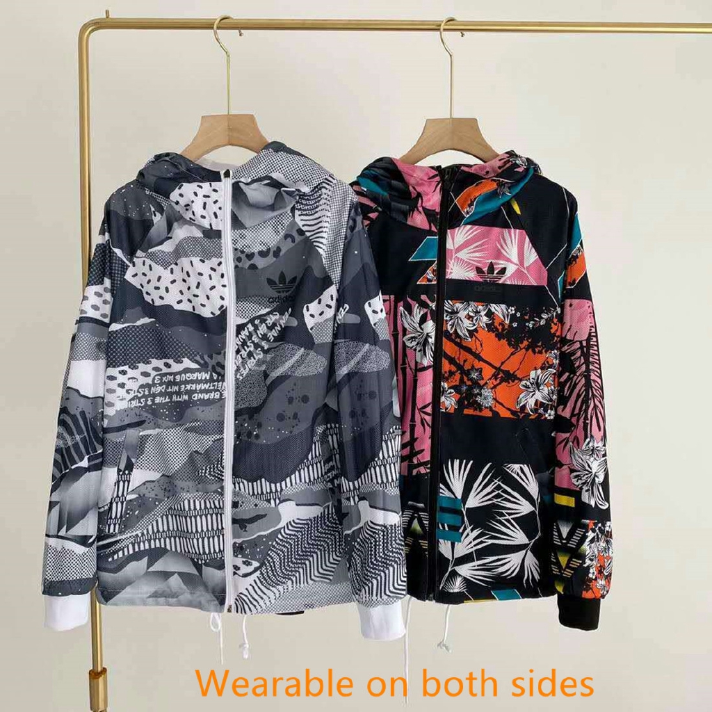 Adidas Shamrock Men And Women Three Stripes Double Sided Wear Thin Leather Clothing Style Anti-UV Casual Loose Sun Coat