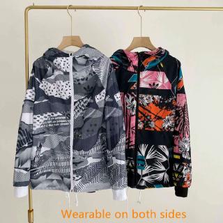 Adidas Shamrock Men And Women Three Stripes Double Sided Wear Thin Leather Clothing Style Anti-UV Casual Loose Sun Coat