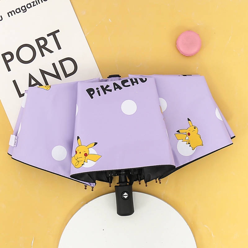 Automatic Pikachu Umbrella Folding Sun Rain Or Shine Dual-Use Umbrella Boy and Girl Sunshade Sun Protection UV Protection Ins oTa7