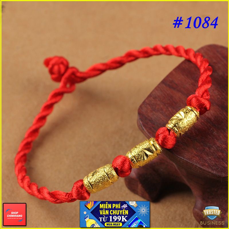 VÒNG TAY THỜI TRANG CHỈ ĐỎ MIX 3 ĐỐT XI VÀNG SH1084