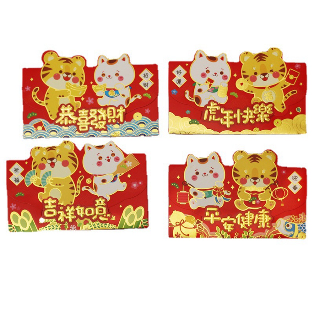 Set 4 bao lì xì hình hổ dễ thương