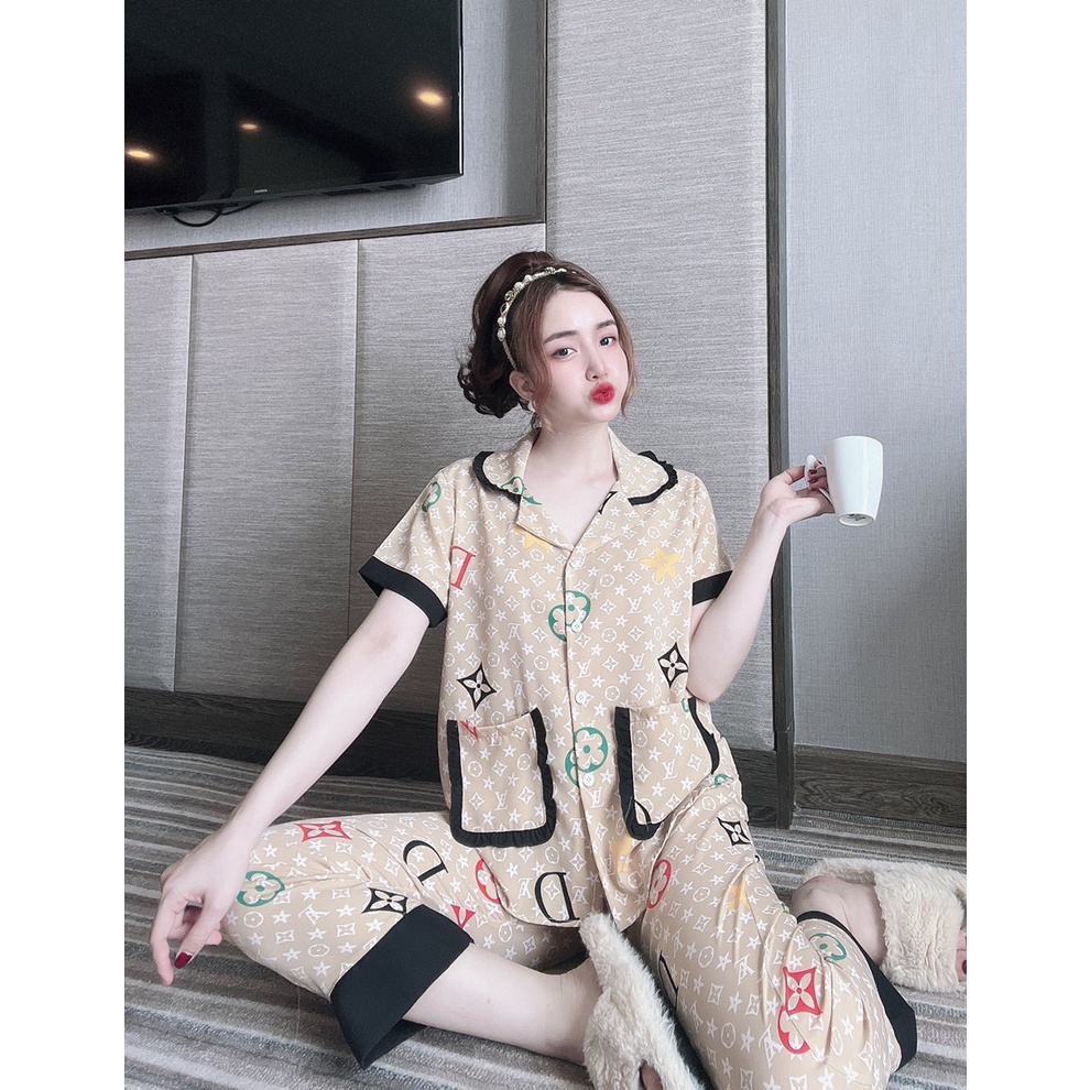 Đồ bộ pijama nữ tay ngắn quần dài tiểu thư phối bèo siêu xinh lụa mango, latin cao cấp mềm mịn mát tay, giá rẻ tận xưởng