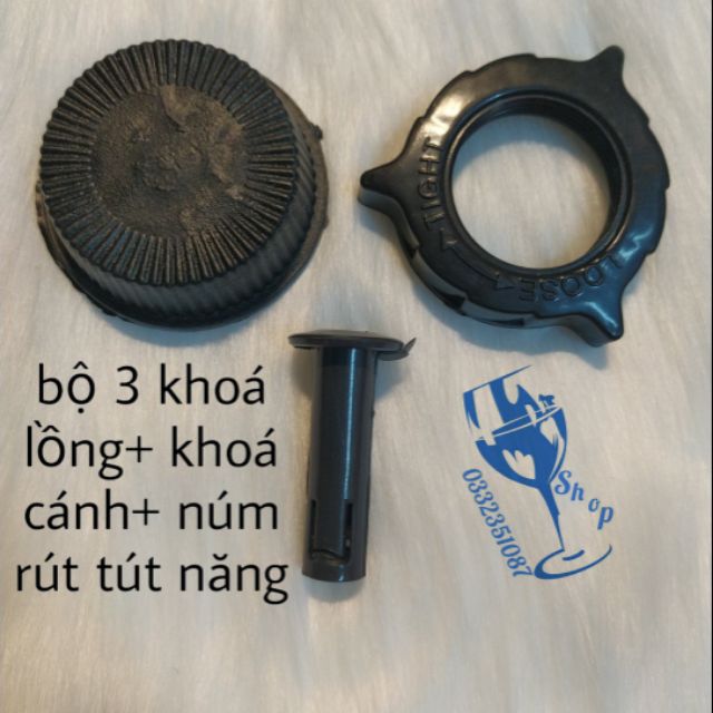 Khoá lông + khoá cánh + núm rút quạt điện