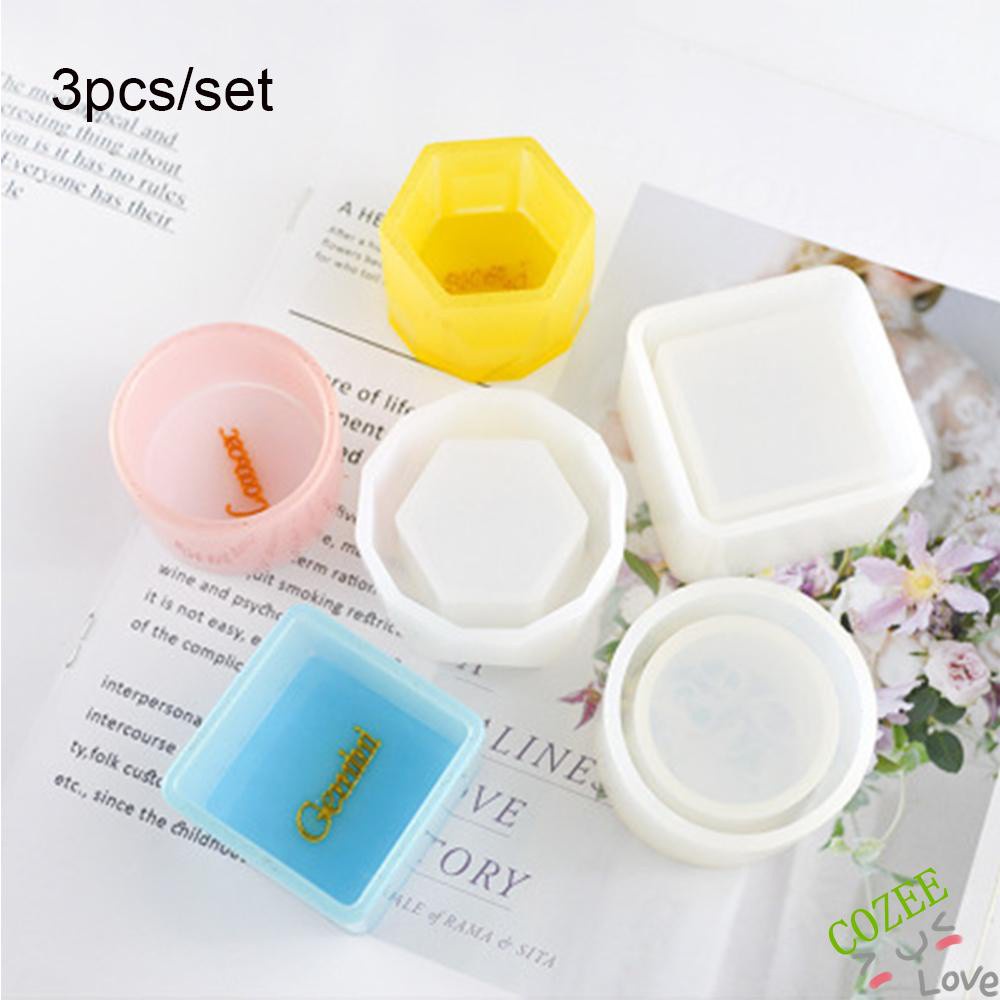 Bộ 3 Khuôn Silicone Làm Chậu Hoa Resin Epoxy Hình Lục Giác