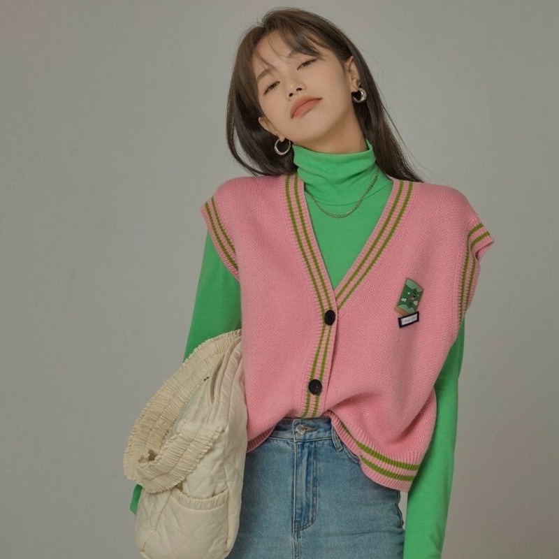 Áo không tay dệt kim thời trang mùa xuân kiểu hàn quốc năng động