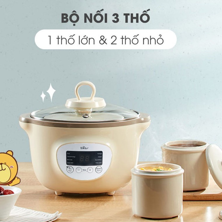 Nồi Nấu Cháo Chậm Bear, Nồi Nấu Cháo Chậm Cho Bé Ăn Dặm  Bear 1L6 Bản Quốc Tế