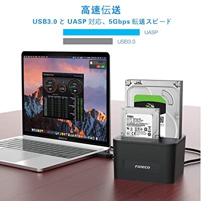 [FreeShip Toàn Quốc] DOCK HDD FIDECO Sata 2.5”+3.5” USB 3.0 ( Hỗ trợ đến 16T) - hỗ trợ 2 Bay