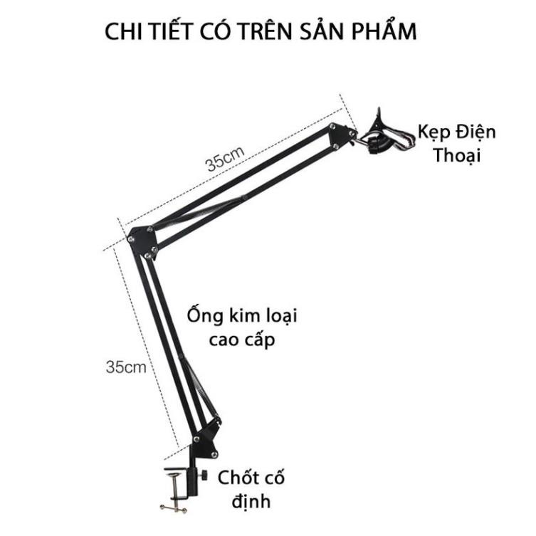 Giá đỡ điện thoại, máy tính bảng kẹp đầu giường kẹp bàn đa năng