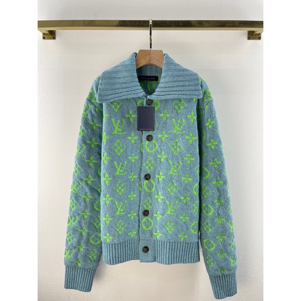 Áo cardigan len dày dáng rộng có cổ thương hiệu Louis Vuitton LV cao cấp