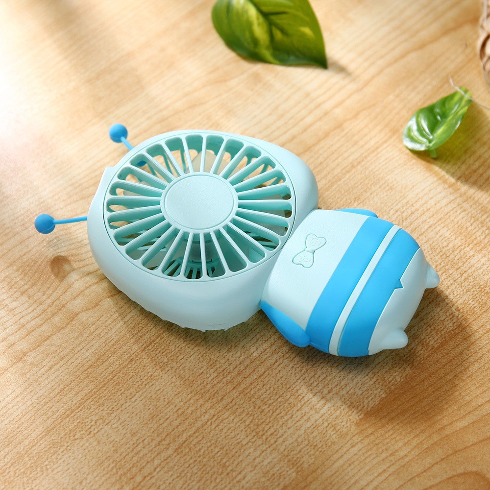 Quạt mini cầm tay đeo cổ hình CHÚ ONG phát sáng  Đổi màu sắc liên tục  Quạt Tích điện USB  Cực mát