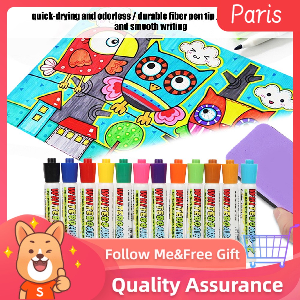 [Wholesale Price] Hộp 12 bút lông viết bảng nhiều màu tiện dụng cho trẻ em