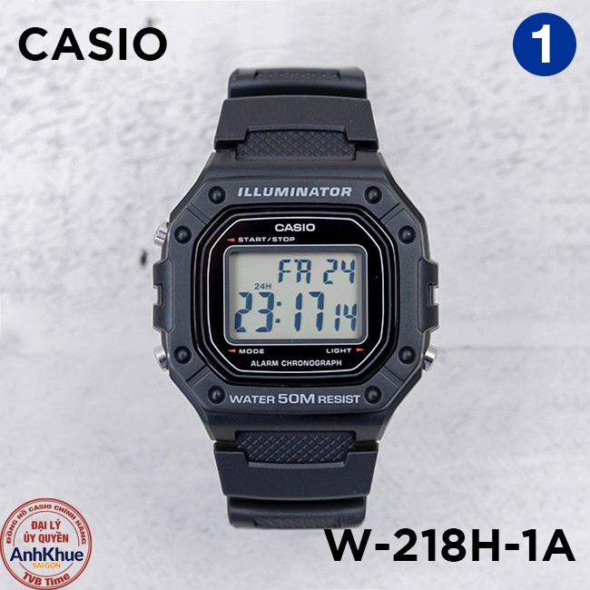 Đồng hồ nam dây nhựa Casio Standard chính hãng Anh Khuê W-218 Series