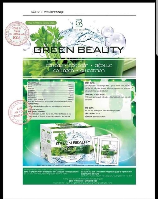 [Mẫu mới] Green Beauty -Nước ép tinh chất cần tây( Rẻ nhât shopee)