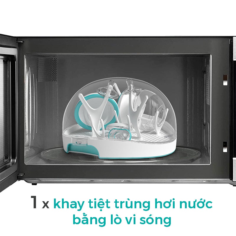 Combo bình sữa cho bé Nanobebe 17 chi tiết 4 bình sữa, 4 núm silicon, 2 núm giả, máy tiệt trùng, bát hâm sữa,. BAHACHIHA