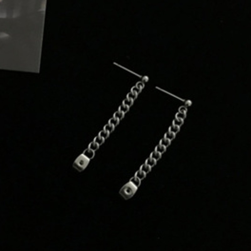 Khuyên tai dây xích RENJIANVSHENG phong cách cá tính cổ điển Hàn Quốc